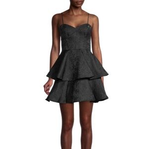 ML MONIQUE LHUILLIER Jacquard Tiered Mini Dress